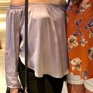 Lavender Grey Off the Shoulder Top